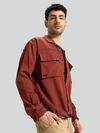 Rust Brown Utility Pockets Urban Shirt for Men